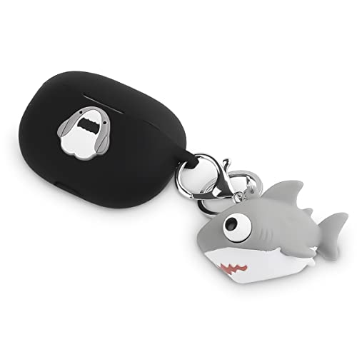 Beats Studio Buds Hülle mit Puppe Schlüsselanhänger, XMBYGY Silikon Cartoon Ladehülle Ganzkörper Anti-Lost Lanyard Protection Zubehör Kits Kompatibel für kabellose Beats Ohrhörer (Shark) von XMBYGY