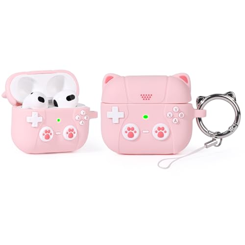 Hülle für AirPods 3rd Erzeugung Ohrhörer, XMBYGY Silikon AirPods 3 Ladehülle Schutzhülle mit niedlichen Cartoon Haut Design Kopfhörer, mit Schlüsselbund von XMBYGY