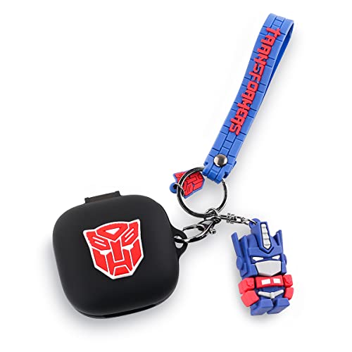 Hülle für Beats Fit Pro 2021 Ohrhörer, XMBYGY Beats Fit Pro Cartoon Kopfhörer Aufladen Silikonhülle mit süßem Puppenschlüsselbund Ganzkörper-Anti-Lost-Lanyard-Schutz (CarRobot) von XMBYGY