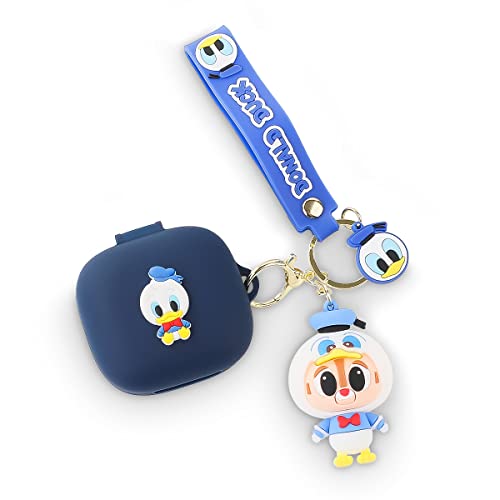 Hülle für Beats Fit Pro 2021 Ohrhörer, XMBYGY Beats Fit Pro Cartoon Kopfhörer Aufladen Silikonhülle mit süßem Puppenschlüsselbund Ganzkörper-Anti-Lost-Lanyard-Schutz (Donald) von XMBYGY