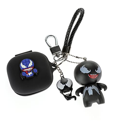 Hülle für Beats Fit Pro 2021 Ohrhörer, XMBYGY Beats Fit Pro Cartoon Kopfhörer Aufladen Silikonhülle mit süßem Puppenschlüsselbund Ganzkörper-Anti-Lost-Lanyard-Schutz (VenM) von XMBYGY