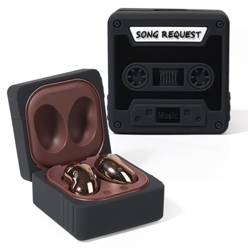Hülle für Galaxy Buds FE (2023) / Buds2 Pro (2022) / Buds 2 (2021) / Buds Pro (2021) / Buds Live (2020), XMBYGY Silikon Fall mit Schlüsselanhänger für Samsung Drahtlos Ohrhörer (SONGradioBK) von XMBYGY