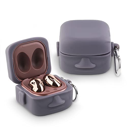 Hülle für Samsung Galaxy Buds2 Pro(2022), Galaxy Buds 2(2021), Galaxy Buds Pro(2021), Galaxy Buds Live(2020), XMBYGY Silikon Abdeckung mit Schlüsselbund für Ohrhörer (Easter Stone Statue) von XMBYGY