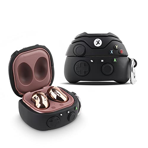 Hülle für Samsung Galaxy Buds2 Pro (2022), Galaxy Buds 2, Galaxy Buds Pro, Galaxy Buds Live, XMBYGY Silikonhülle mit Schlüsselanhänger für Galaxy Buds Ohrhörer (Gamepad Black) von XMBYGY