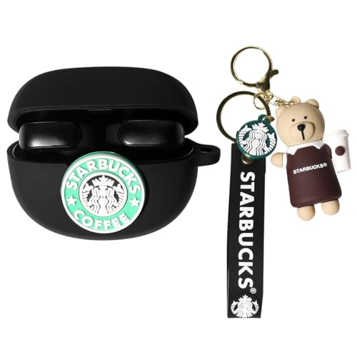 Hülle für neu Bose Ultra Öffnen Ohrhörer (2024), XMBYGY Silikon Aufladung Netter Fall Stoßfeste Schutzhülle mit Cartoon Puppe Anti-Lost Lanyard für Mann Frau (Coffee) von XMBYGY
