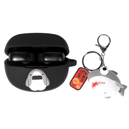 Hülle für neu Bose Ultra Öffnen Ohrhörer (2024), XMBYGY Silikon Aufladung Netter Fall Stoßfeste Schutzhülle mit Cartoon Puppe Anti-Lost Lanyard für Mann Frau (Shark) von XMBYGY