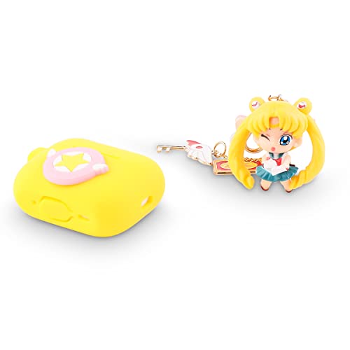 XMBYGY Airpods Pro 2nd Generation Case Cover mit Puppe und Schlüsselanhänger, Cute Skin Design Silikon Ladecase Schutzhülle Zubehör Kompatibel für Airpods Pro 2 Case 2022 (SailorMoon) von XMBYGY