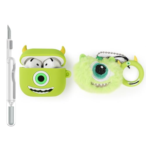 XMBYGY Hülle und Reinigung Stift für AirPods 4th Erzeugung Ohrhörer, Silikon Cartoon Aufladung Schutz Fall und 3-in-1 Reinigung Pen für AirPods 4 Drahtlose Ohrhörer mit Puppe und Anti-Lost Lanyard von XMBYGY