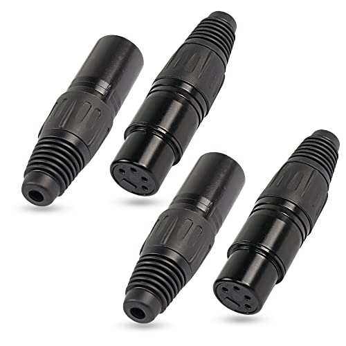 4 Pin XLR Buchsenstecker, 4 Pin XLR-F Stecker Audio Mic Mikrofon Stecker, XLR Kabelenden Ersatz F-Stecker Audio Buchse-4PCS von XMSJSIY