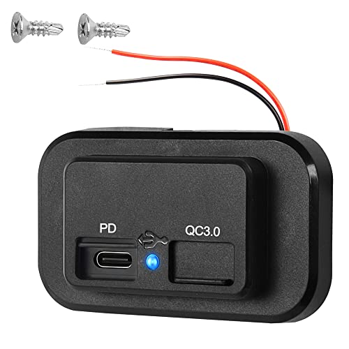 RV-USB-Steckdose, 12 Volt USB-Wandsteckdose mit 18 W PD USB-C und Schnellladung 3.0 USB-A Ladegerät-Buchse, Dual-Port 12 V-24 V Schnellladegerät staub- und wasserdichte Steckdosenadapter von XMSJSIY