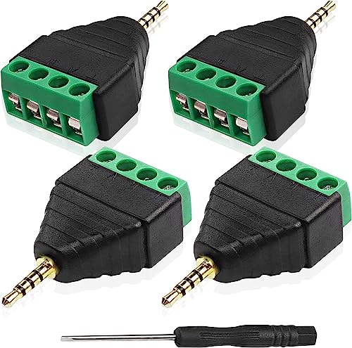 XMSJSIY 2.5mm TRRS Schrauben-Klemmenblock-Balun-Steckverbindern Männlicher Stereo Stecker 4-Pole Audio zu 4-Pin Bolzen Lötloser Kopfhörer Ersatz Balum Konverter Adapter-4PCS von XMSJSIY