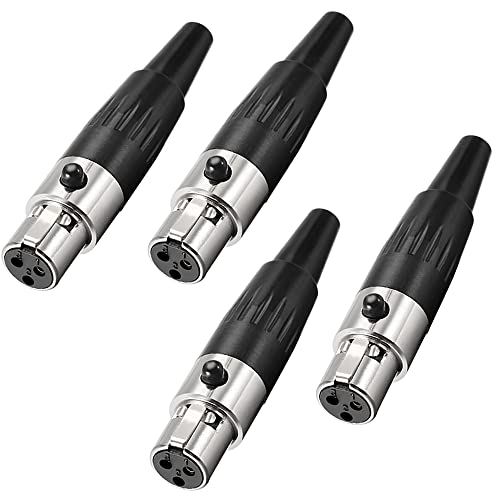 XMSJSIY 3-poliger Mini-XLR-Stecker TA4F-Adapter mit weiblichem Stecker, Mikrofon, Audio-Anschluss, Mini-XLR-Kabelenden, Ersatz-F-Stecker, Audio-Buchse, 4 Stück von XMSJSIY