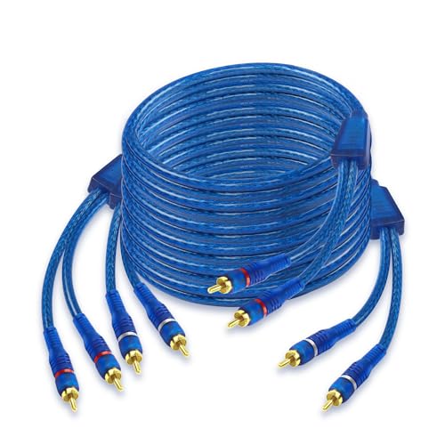 XMSJSIY 4 Kanal RCA Auto Audio Kabel Verbindungskabel 4 RCA Stecker auf Stecker verdrehten Paar Kabel mit Geräuschreduzierung für Auto Marine Motorrad Audio - 5M/16.4FT von XMSJSIY