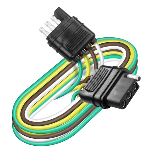 XMSJSIY 4-Pin-Anhänger-Kabelbaum-Kit 4-Wege-flacher Anhänger-Harness-Verlängerungs-Kit männlich zu weiblich Adapter-Verbindungsstück-Kabel-Draht-Erdungsdraht 18 AWG farbkodierte Drähte - 3M XMSJSIY 4-Pin-Anhänger-Kabelbaum-Kit 4-Wege-flacher Anhänger-Harness-Verlängerungs-Kit männlich zu weiblich Adapter-Verbindungsstück-Kabel-Draht-Erdungsdraht 18 AWG farbkodierte Drähte - 3M von XMSJSIY