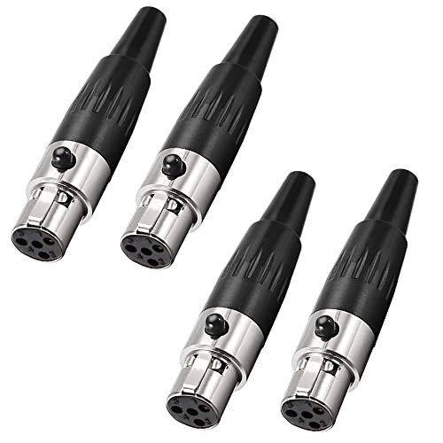 XMSJSIY 4-poliger Mini-XLR-Anschluss, TA4F-Adapter, weiblich, Mikrofon, Audio-Anschluss, Mini-XLR-Kabelenden, Ersatz-F-Stecker, Audio-Buchse, 4 Stück von XMSJSIY