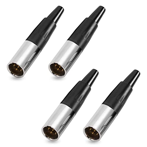 XMSJSIY 4-poliger Mini-XLR-Stecker TA4F-Adapter männlicher Stecker Mikrofon Audio-Anschluss, Mini-XLR-Kabelenden Ersatz-F-Stecker Audio-Buchse – 4 Stück von XMSJSIY