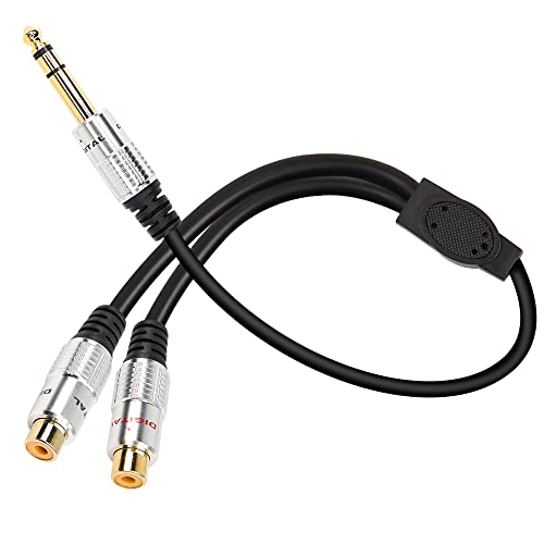 XMSJSIY 6.35mm 1/4" TRS to Dual RCA Audio Cable, 6.35mm TRS Male to 2 RCA Female Stereo Audio Y Splitter Adapter Cable for Speakers and Home Systems Amplifier -50cm… von XMSJSIY