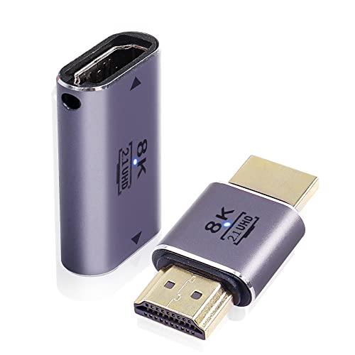 XMSJSIY 8K HDMI-Koppler-Adapter Buchse auf Buchse/Stecker auf Stecker, HDMI-Verlängerungsstecker, unterstützt 8K @ 60Hz/4K @ 120Hz, 7680 x 4320P, 3D, HDR, ARC, 48 Gbit/s High Speed - 2 Stück von XMSJSIY