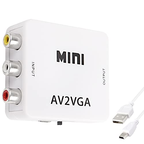 XMSJSIY AV RCA auf VGA Konverter Audio Video Adapter Composite AV auf VGA + 3,5 mm TV Video Playing-Adapter 1080p mit USB-Stromkabel VCD DVD Projektor TV Set Top Box von XMSJSIY