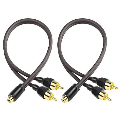 XMSJSIY Cinch Car Audio Y Splitter Kabel Gold überzogene Stereo Audio Y Adapter Verbinder Verlängerungskabel für Verstärker Subwoofer -29cm - 2PCS (Buchse auf Dual Stecker) von XMSJSIY