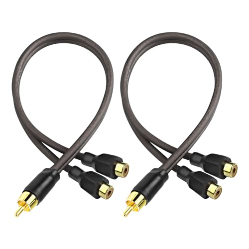 XMSJSIY Cinch Car Audio Y Splitter Kabel Gold überzogene Stereo Audio Y Adapter Verbinder Verlängerungskabel für Verstärker Subwoofer -29cm - 2PCS (Stecker auf Dual Buchse) von XMSJSIY