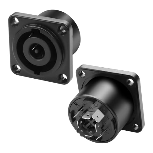 XMSJSIY D-Typ 8 Pole Speakon Panel Mount Connector NL8MPR 8 Pin Speakon Weibliche Audio Jack Sockel Adapter mit Twist Lock für NL8FC NL8FX NLT8X Serie -2 PCS von XMSJSIY