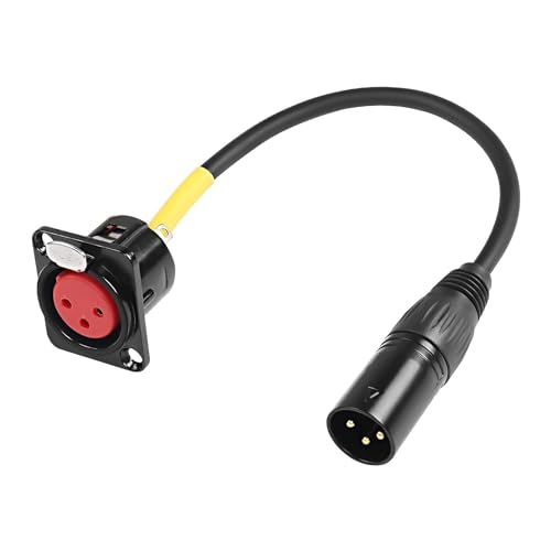 XMSJSIY D-Typ XLR weibliche Panel Mount auf XLR Stecker Pass durch Kabel, 3-Pin Mic XLR Feed/Pass Thru Converter Kompatibel mit Mikrofon - 30cm/11.8inch 1PC (Buchse auf Stecker) von XMSJSIY