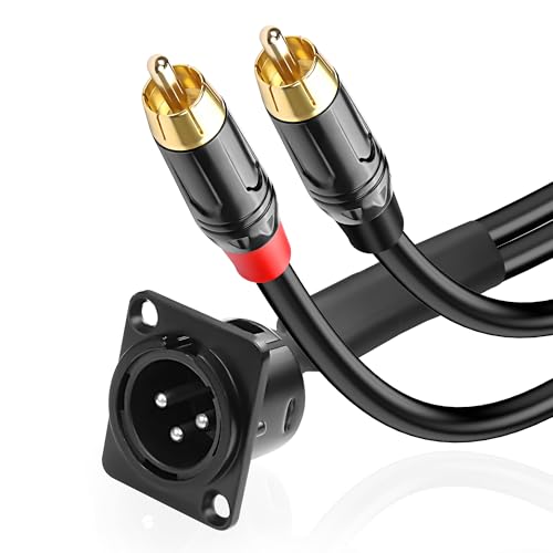XMSJSIY D-Typ XLR zu RCA Kabel Stereo Audio Y Splitter Kabel D-Typ XLR zu Dual RCA HiFi Audio Stecker Mikrofonkabel für Mixer Lautsprecher Verstärker – 1M/3.28FT (Stecker auf Dual Stecker) von XMSJSIY