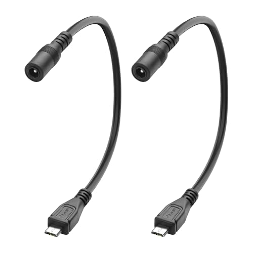 XMSJSIY DC 5.5.2.1mm auf Micro USB Netzteil Adapter Kabel 5V 3A DC 5521 Buchse auf Micro USB 5 Pin Stecker Ladekabel Verbinder für Handy, Tabelle, MP3 und mehr - 20CM/7.8IN 2PCS von XMSJSIY