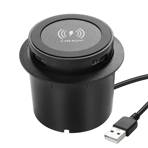XMSJSIY Desktop Embedded Wireless Charger 3-in-1 Multifunktionale Pop-Up 10W Schnelle Aufladung Wireless Ladegerät USB Desktop Ladegerät Dual USB Aufladung für Smartphone für Nachttisch, Schreibtische von XMSJSIY