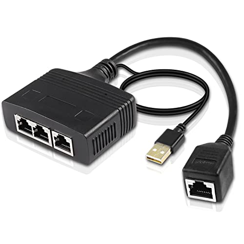 XMSJSIY Ethernet Splitter 1 zu 3 Internet Ethernet Switch RJ45 zu 3 Netzwerk Teiler Adapter Konverter 100Mbps High Speed LAN Verteiler für Cat5/5e/6/7/8 (1 weiblich zu 3 weiblich) von XMSJSIY