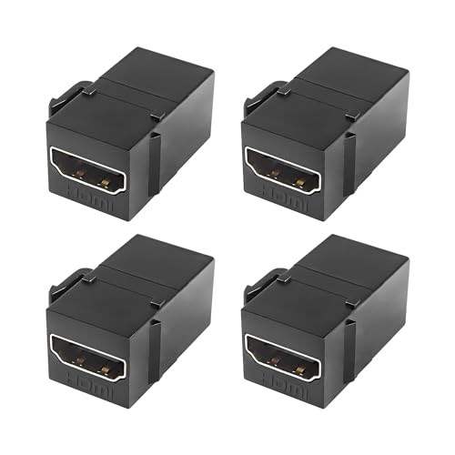XMSJSIY HDMI Keystone Koppler Weiblich zu Weiblich Wandsteckbuchse Adapter High-Speed 4K Einsatz für Standard Keystone Wandplatten Mount - 4PCS (Black) von XMSJSIY