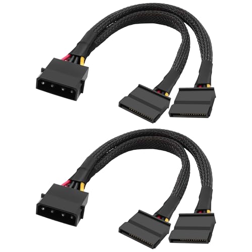 XMSJSIY IDE auf Dual SATA Power Y Splitter Kabel 4-Pin IDE Stecker auf Dual SATA 15-Pin weibliche Splitter Versorgung Netzkabel Verlängerungskabel für HDD SSD DVD Festplatte - 2PCS von XMSJSIY