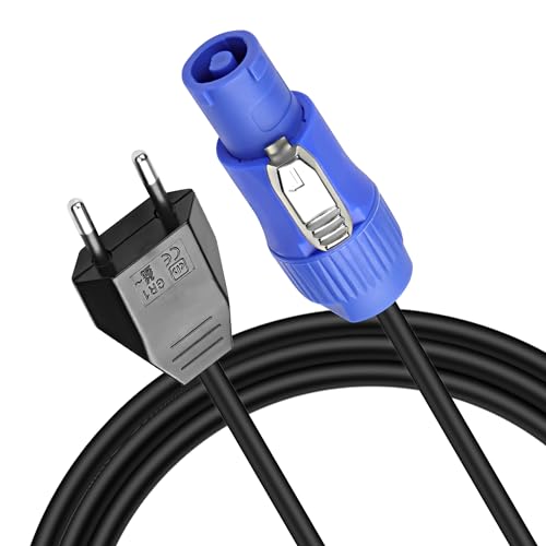 XMSJSIY PowerCon Eingang Europäischer C-Typ Stecker Stromkabel 250V 20A AC Europäischer Reisestecker Adapter zu PowerCON Verlängerungskabel für LED Schirm Strahl bewegliche Kopf Licht - 1M/3.28FT von XMSJSIY