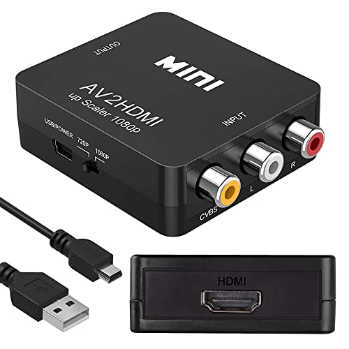 XMSJSIY RCA zu HDMI Konverter,AV zu HDMI,1080P RCA Composite CVBS Video Audio zu HDMI Konverter Adapter Unterstützung PAL/NTSC für TV PC VHS VCR DVD - Schwarz... von XMSJSIY