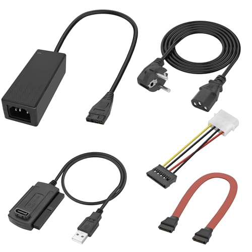 XMSJSIY SATA PATA IDE auf USB 2.0 Adapter Konverter Kabel für 2.5" 3.5" Festplatte Festplatte SSD/CD-ROM/CD-RW/DVD-ROM mit AC Netzteil Kabel für PC Desktop Laptop von XMSJSIY