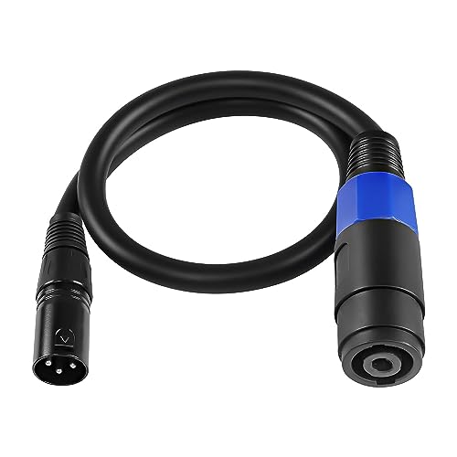 XMSJSIY Speakon zu XLR Kabel Audio Jack Speakon Weiblich zu XLR 3Pin Mann Lautsprecher Verlängerungskabel Mic Wire mit Twist Lock für Verstärker Pro DJ PA Bühne -0.5M (Speakon Buchse zu XLR Stecker) von XMSJSIY