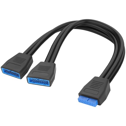 XMSJSIY USB 3.0 Header Splitter Verlängerungskabel 19/20 Pin Y Splitter Adapter Motherboard USB 19Pin 1 Buchse auf 2 Stecker Interne Stecker Drahtkabel für PC DIY -20CM/7.8INCH von XMSJSIY