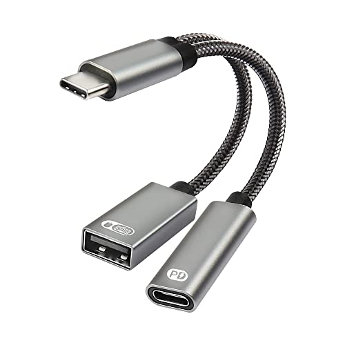 XMSJSIY USB-C-OTG-Kabeladapter mit Netzteil, Typ C auf USB OTG + 60 W PD Schnellladekabel, 2-in-1 USB-C-Splitter-Ladegerät, kompatibel mit PC, Telefon, Tablets, TV usw von XMSJSIY