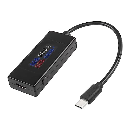 XMSJSIY USB C Spannungsprüfer Meter 4-30V 0-6.5A 195W Typ-C USB-C Spannungsverstärker Power Digital Multimeter Typ C USB Ladegerät mit Farbe LCD Display für Computer Laptop Telefon Solar Panel-1PCS von XMSJSIY