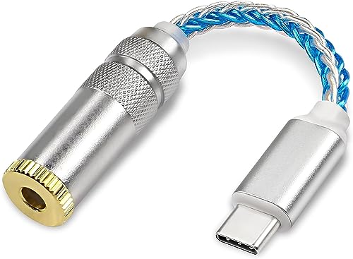 XMSJSIY USB Typ C auf 4.4mm Balanced DAC Audio Adapter USB C Stecker auf 4.4mm Buchse HiFi Kopfhörer Jack Amp PCM 32bit/384kHz 5N Einkristall Silber Aux Kabel für Telefon Latop und Typ C Geräte von XMSJSIY