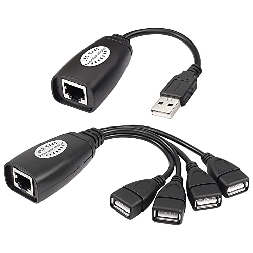 XMSJSIY USB-Verlängerungskabel über Ethernet, USB 2.0 auf RJ45, LAN-Splitterkabel, Verlängerung über Cat5/5e 6 7, bis zu 50 m, 4-Port-HUB für Druckerkamera von XMSJSIY