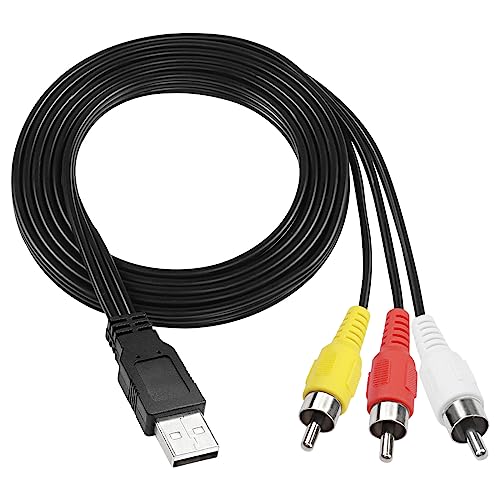 XMSJSIY USB zu RCA Kabel USB A 2.0 Stecker zu 3 RCA Stecker Jack Video Audio AV Composite Capture Card Splitter Adapter Kabel für TV/PC - 1.5m (USB Stecker auf 3RCA Stecker) von XMSJSIY