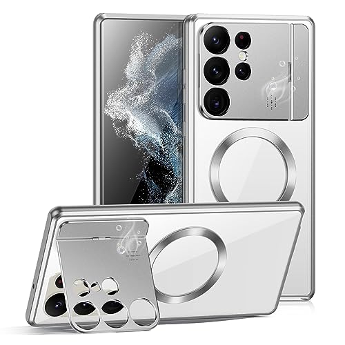 XMTON Magnetic case for Samsung Galaxy S22 Ultra 5G case, Compatible with MagSafe, Built-In Camera Guard Kickstand and Aromatherapy Tablets, Metal Frame Shockproof Ultra Slim Cover, Silver XMTON Magnetic case for Samsung Galaxy S22 Ultra 5G case, Compatible with MagSafe, Built-In Camera Guard Kickstand and Aromatherapy Tablets, Metal Frame Shockproof Ultra Slim Cover, Silver von XMTON