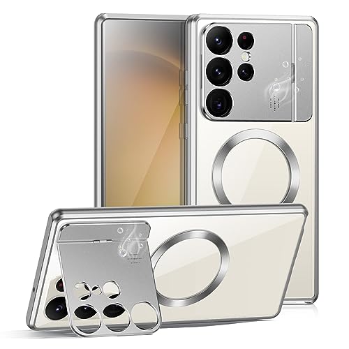 XMTON Magnetic case for Samsung Galaxy S23 Ultra case, Compatible with MagSafe, Built-In Camera Guard Kickstand and Aromatherapy Tablets, Metal Frame Shockproof Ultra Slim Cover, Silver XMTON Magnetic case for Samsung Galaxy S23 Ultra case, Compatible with MagSafe, Built-In Camera Guard Kickstand and Aromatherapy Tablets, Metal Frame Shockproof Ultra Slim Cover, Silver von XMTON
