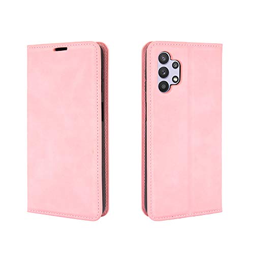 XMTON Schutzhülle für Samsung Galaxy A32 4G, Luxus-PU-Leder, Flip Cover mit Magnetverschluss, Schlitze für Karten, Schutzhülle für Samsung Galaxy A32 4G Smartphone (Pink) von XMTON