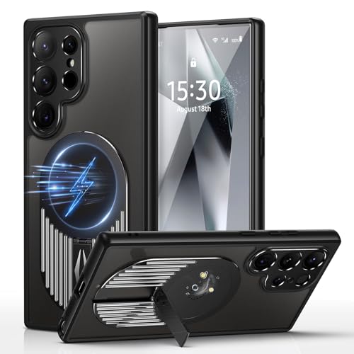 XMTON case für Samsung Galaxy S24 Ultra hülle mit Ständer, Kompatibel mit MagSafe, Aromatherapie, Wärmeableitung aus Graphen, stoßfeste Schutzhülle, Dünne Handyhülle für S24 Ultra, Schwarz von XMTON