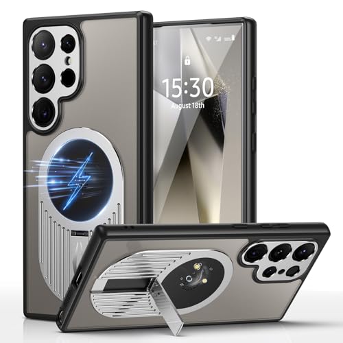 XMTON case für Samsung Galaxy S24 Ultra hülle mit Ständer, Kompatibel mit MagSafe, Aromatherapie, Wärmeableitung aus Graphen, stoßfeste Schutzhülle, Dünne Handyhülle für S24 Ultra, Silber von XMTON