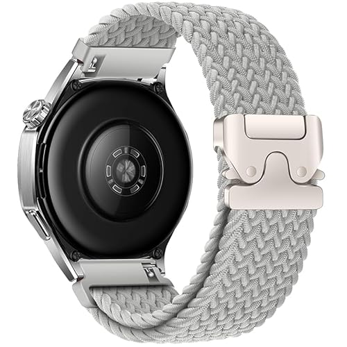 XMUXI Geflochtenes Armband Kompatibel mit Garmi Venu 3/Venu 2/Vivoactive 4/Forerunner 265/255 Schnellverschluss Armband für Huawei Watch GT5/GT4/GT3 46mm 22mm Nylon Uhrenarmband (Perlweiß) von XMUXI