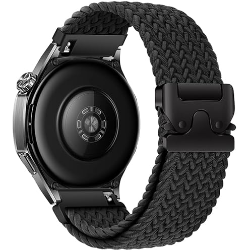 XMUXI Geflochtenes Armband Kompatibel mit Garmi Venu 3/Venu 2/Vivoactive 4/Forerunner 265/255 Schnellverschluss Armband für Huawei Watch GT5/GT4/GT3 46mm 22mm Nylon Uhrenarmband (Schwarz) von XMUXI